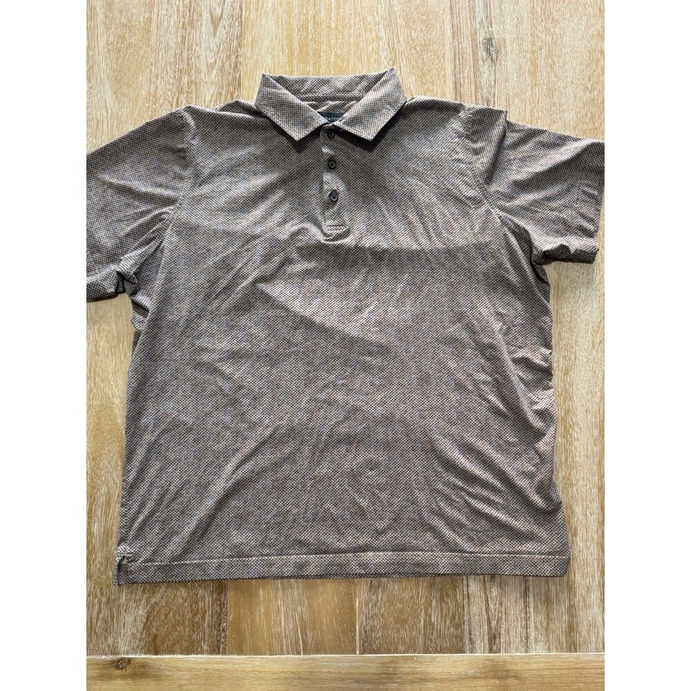 Bugatchi OoohCotton Tech Polo Shirt Mens Short Sleeve Geometric 8 Way Stretch